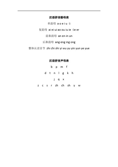 26个声母和韵母表图片