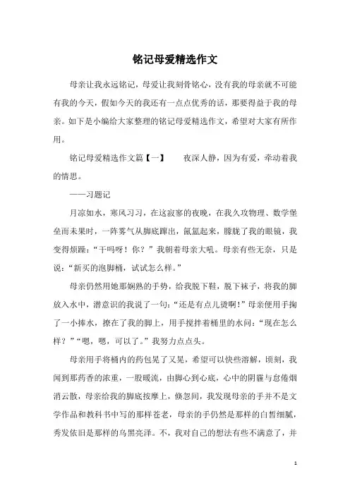 铭记母爱精选作文