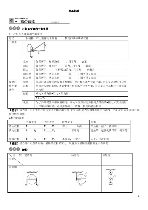 简单机械复习(含答案)(知识点例题精选)