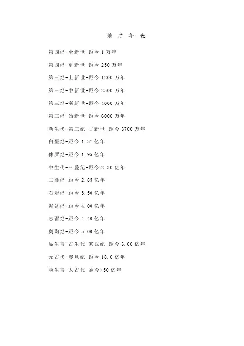 地 质 年 表