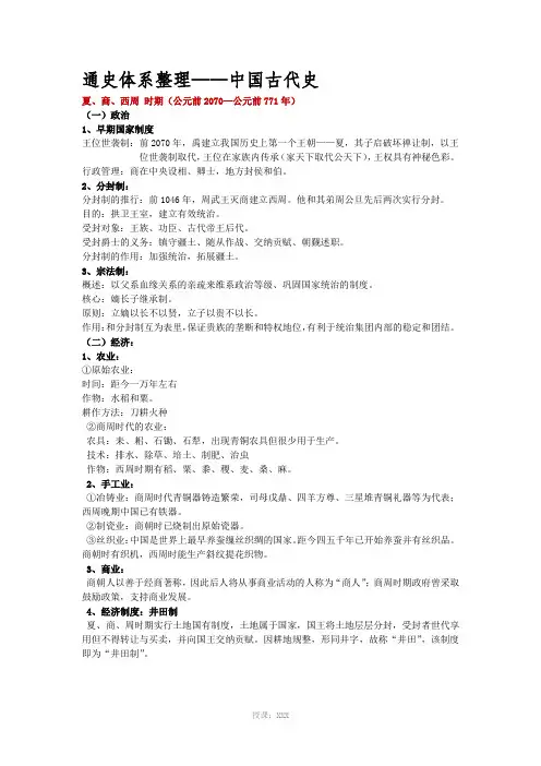 通史体系整理——中国古代史