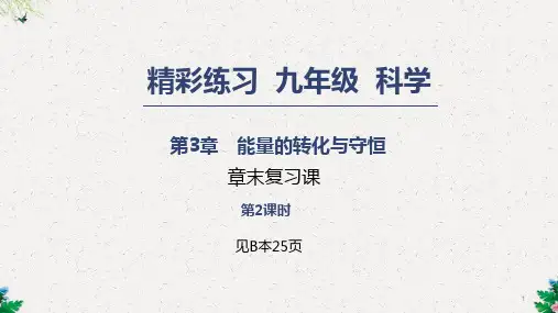 浙教版九年级上册科学第3章复习课件：能量的转化与守恒
