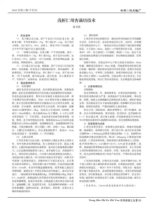 浅析仁用杏栽培技术