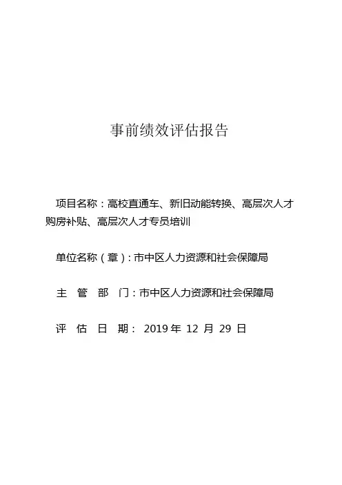 事前绩效评估报告