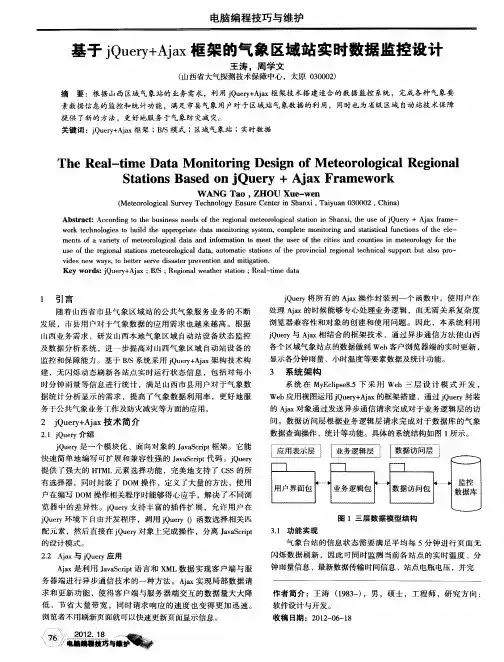 基于jQuery+Ajax框架的气象区域站实时数据监控设计