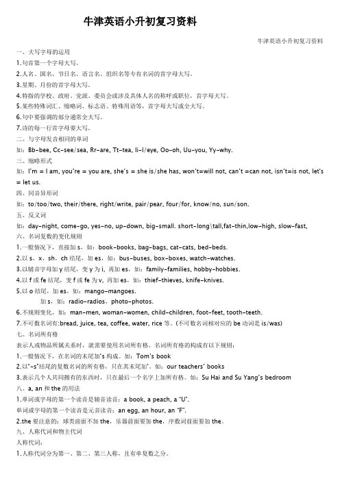 牛津英语小升初复习资料