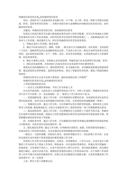 梳理岗位职责