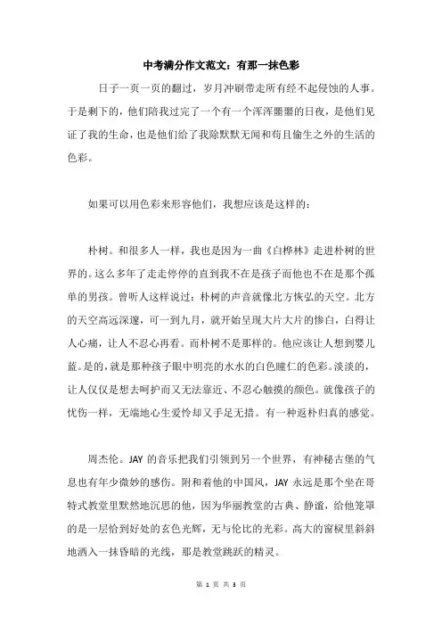 满分作文范文：有那一抹色彩 (1)