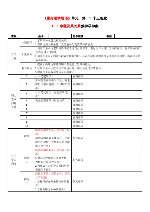 1.1命题及其关系
