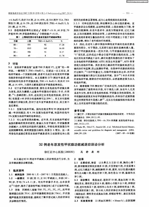 32例老年原发性甲状腺功能减退症误诊分析