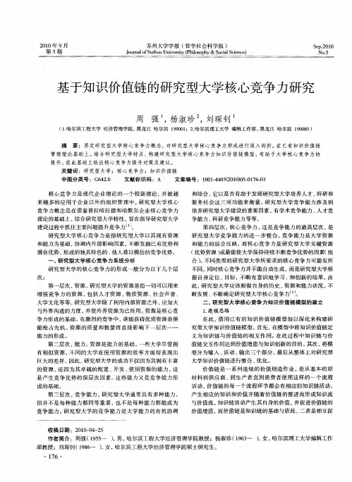 基于知识价值链的研究型大学核心竞争力研究