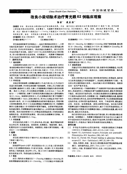 改良小梁切除术治疗青光眼62例临床观察