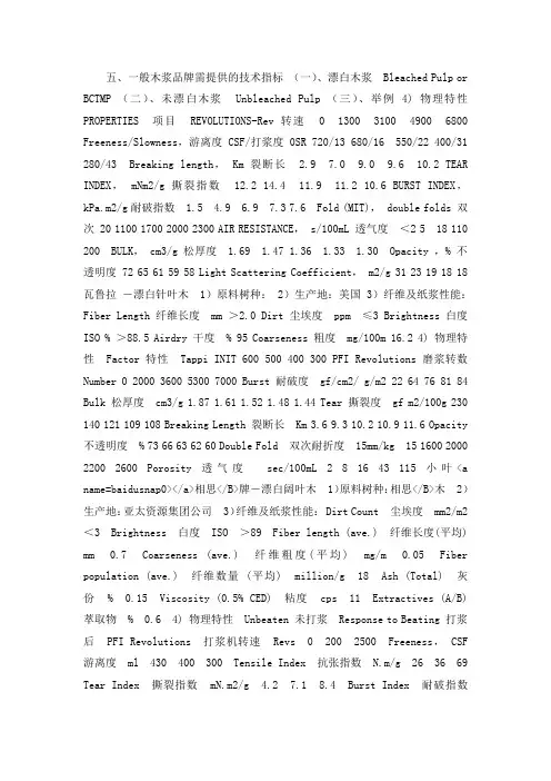 纸浆分类、用途及其质量指标_精品