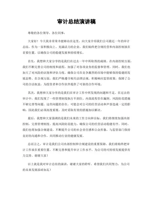 审计总结演讲稿