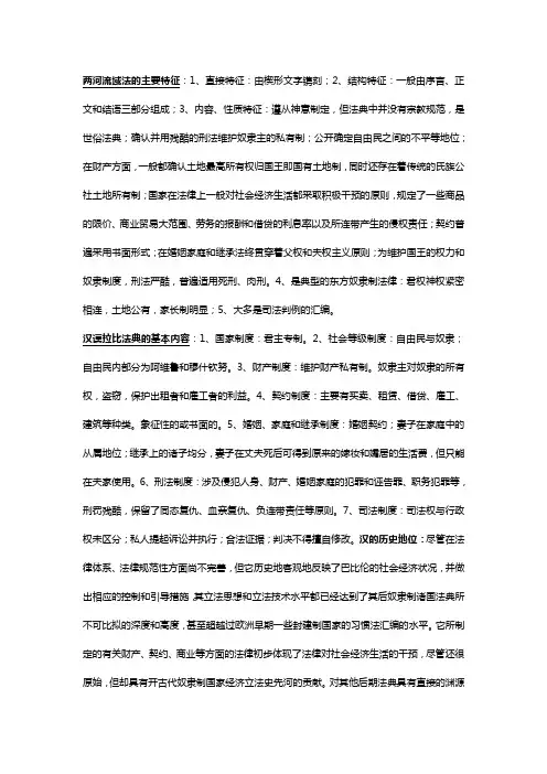 两河流域法的主要特征1