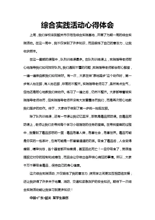 综合实践活动心得体会