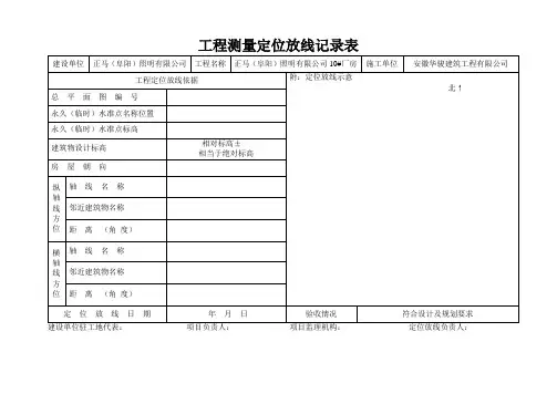 工程测量定位放线记录表