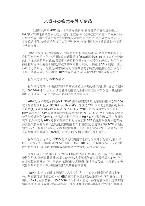 乙肝病毒变异及耐药