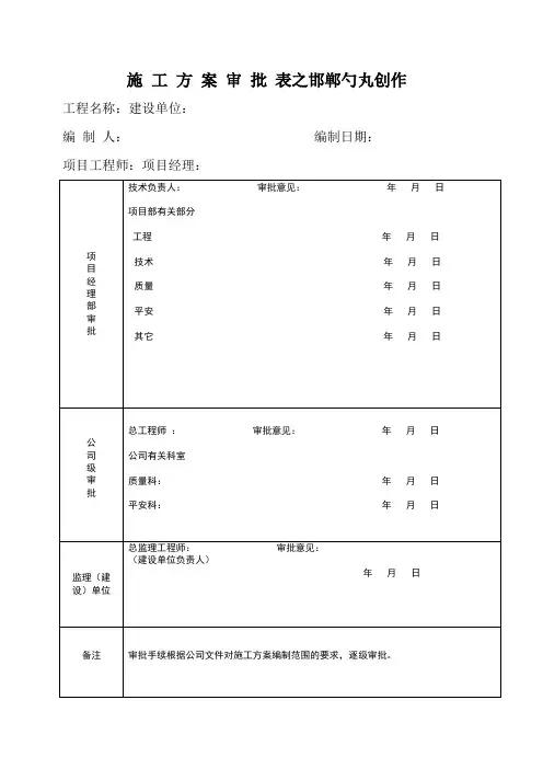 施工方案审批表(空白版)
