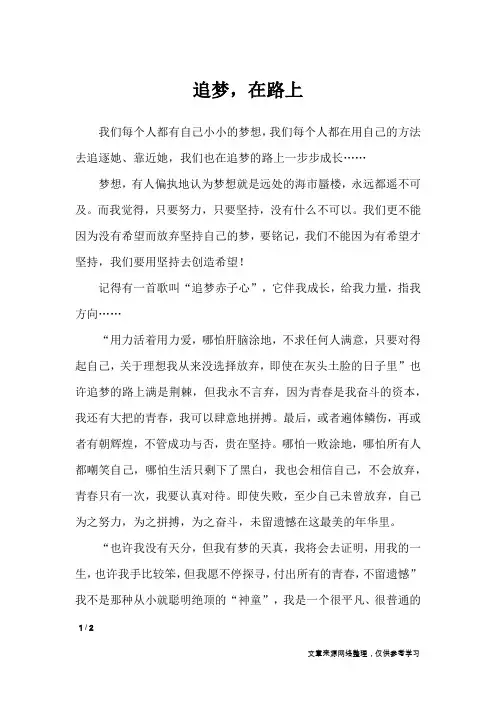 追梦,在路上_高中作文