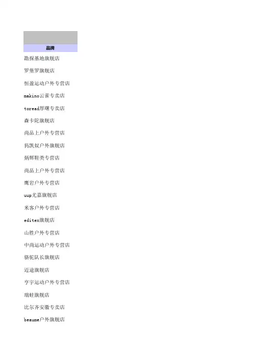 2014天猫双十一运动户外清单