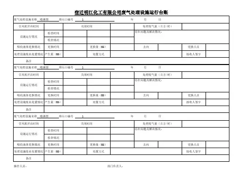废气处理设施运行台账 2