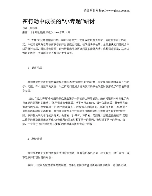 在行动中成长的“小专题”研讨
