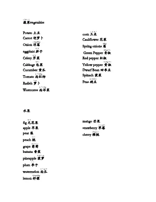 水果和蔬菜名字