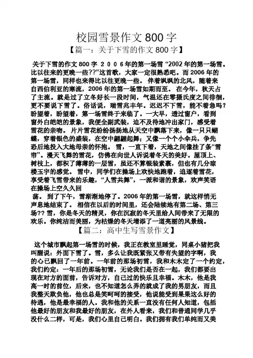 学校作文之校园雪景作文800字