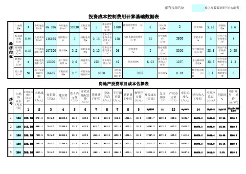 房地产投资项目成本估算表
