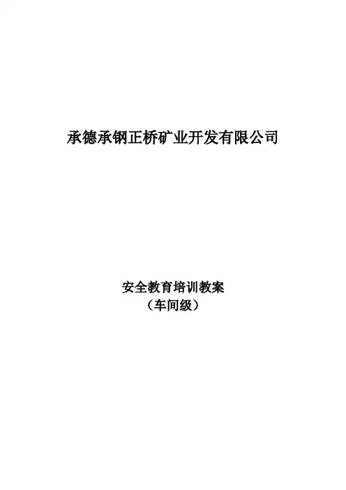 车间级安全教育培训教案