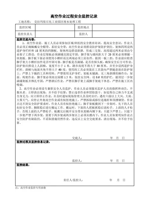 高空作业监控记录