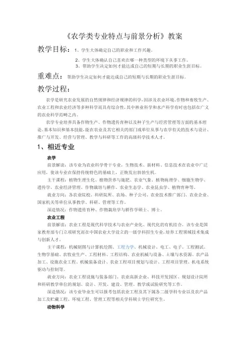 农学类专业特点与前景分析