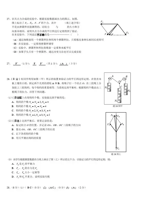 高中物理实验练习题