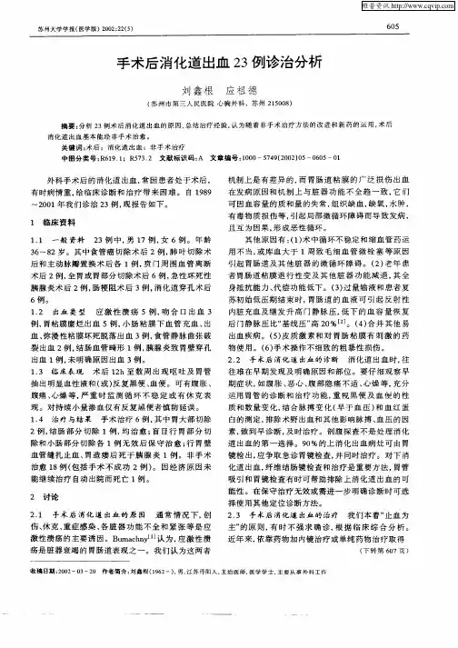 手术后消化道出血23例诊治分析