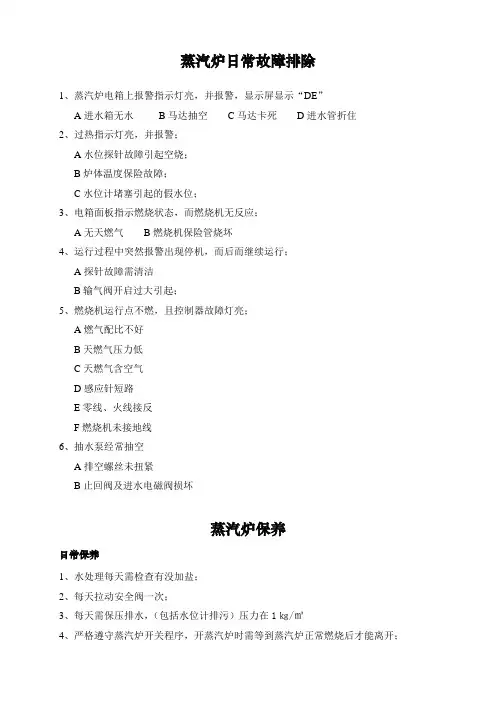蒸汽炉日常故障排除