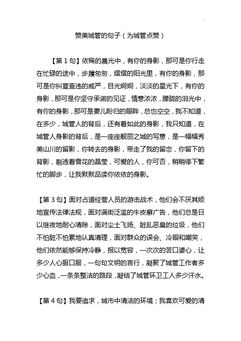 赞美城管的句子(为城管点赞)