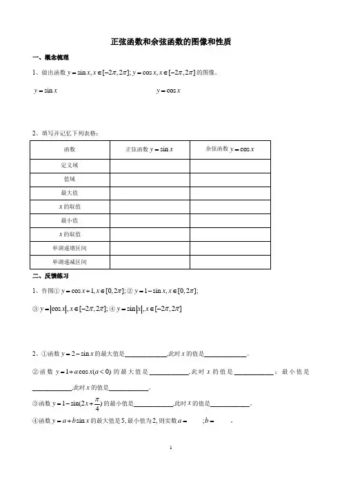 正弦函数和余弦函数的图像和性质