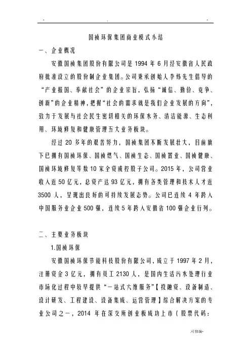 国祯环保商业模式小结