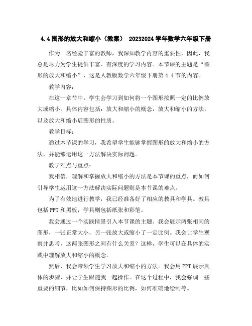 4.4图形的放大和缩小(教案)-2023-2024学年数学六年级下册