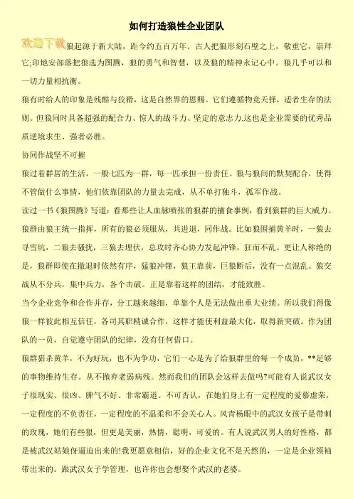 如何打造狼性企业团队