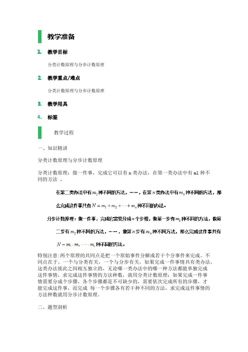 高中数学人教A版选修2-3教案-1.1 分类加法计数原理与分步乘法计数原理_教学设计_教案