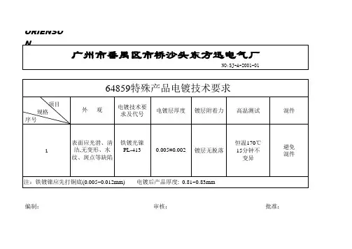 镀镍技术要求及图号