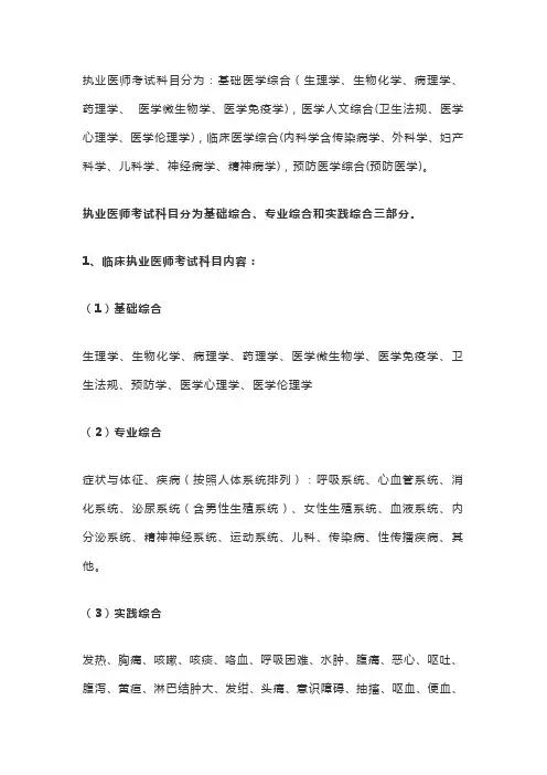 执业医师考试科目