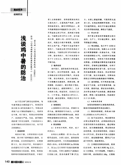 浅谈鸡中暑的防治