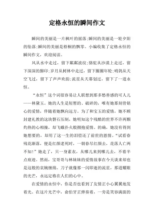 定格永恒的瞬间作文