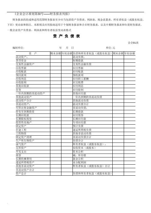 新会计准则全套报表模板
