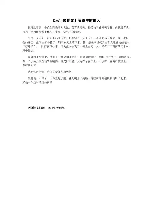 【三年级作文】我眼中的雨天