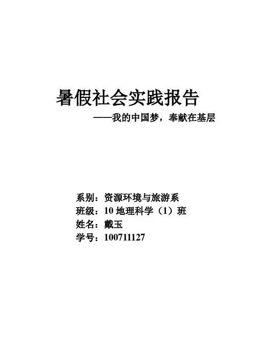 暑假支教社会实践报告