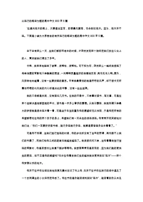 高中作文-以远行的路途为题的高中作文800字5篇